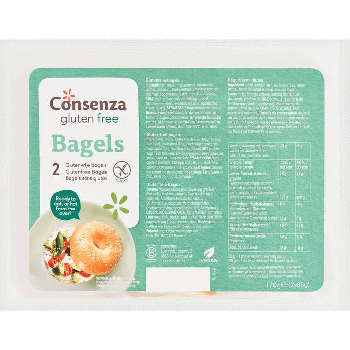 Consenza Glutenvrije Bagels 2 x 85 g