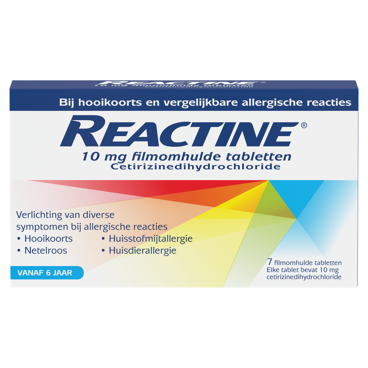 Reactine 10 mg Filmomhulde Tabletten Cetirizinedihydrochloride vanaf 6 Jaar 7 Filmomhulde Tabletten