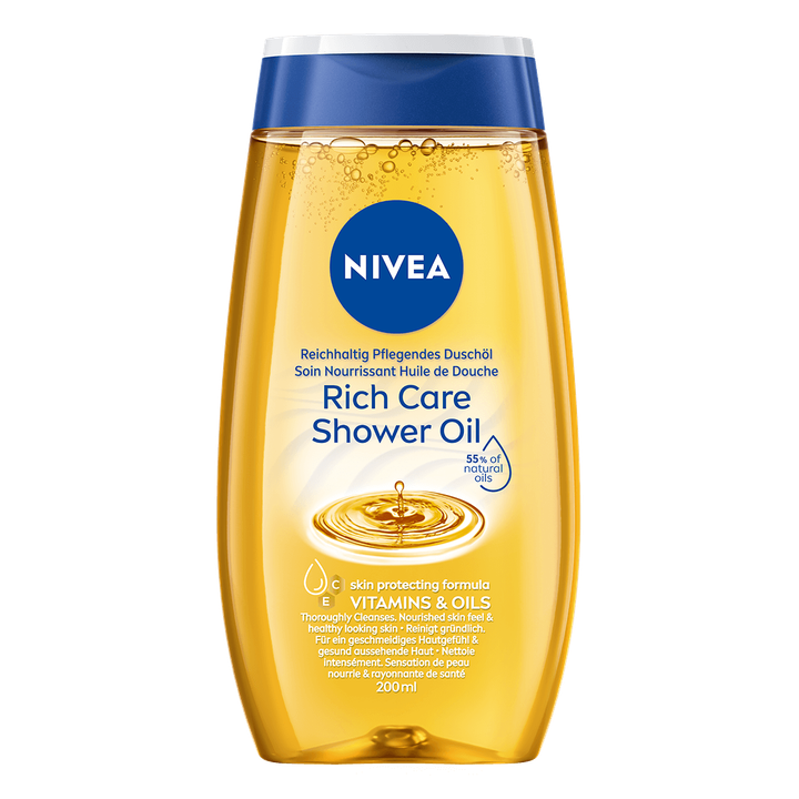 NIVEA Rich Care Shower Oil - Hydraterende doucheolie - Met Vitamine C en E - 200ml