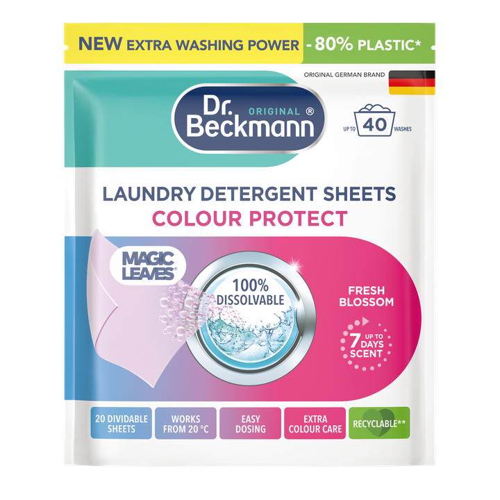 Dr. Beckmann Original Magic Leaves Wasmiddel Sheets Kleur 20 Wasbeurten 80 g