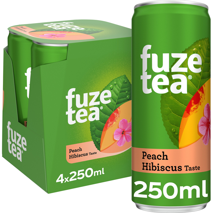 Fuze Tea Infused Iced Tea Black Tea Peach Hibiscus 4 x 250 ml