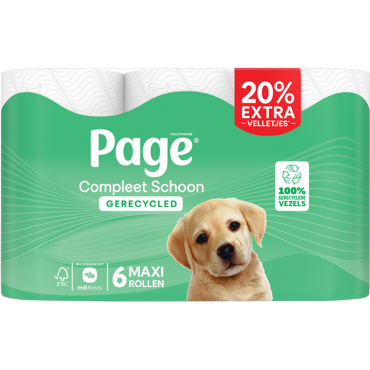 Page Compleet Schoon Recycled Toiletpapier 6 Stuks