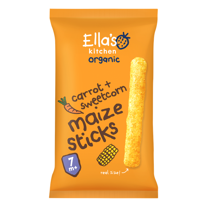Ella's Kitchen Maize sticks wortels + maïs 7+ biologisch 16 g