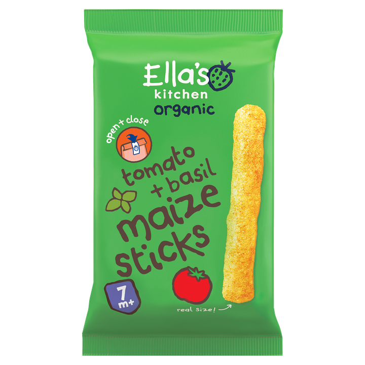 Ella's Kitchen Maize Sticks tomaat + basilicum 7+ biologisch 16g