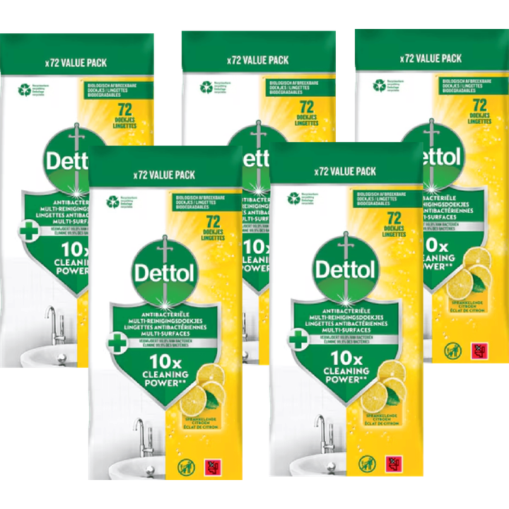 Dettol Doekjes Citrus 5 x 72 Stuks