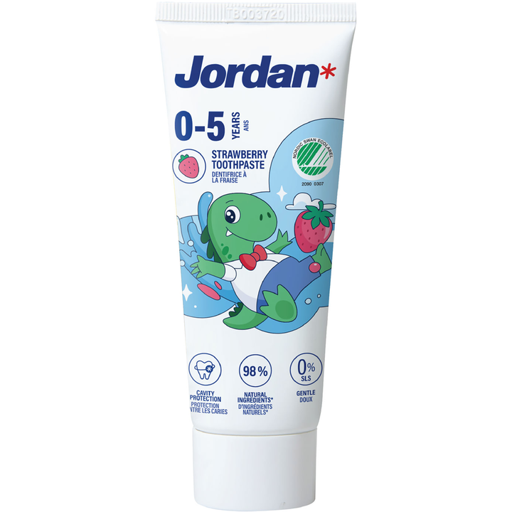 Jordan Tandpasta Milde Frambozensmaak 0-5 Jaar 50 ml