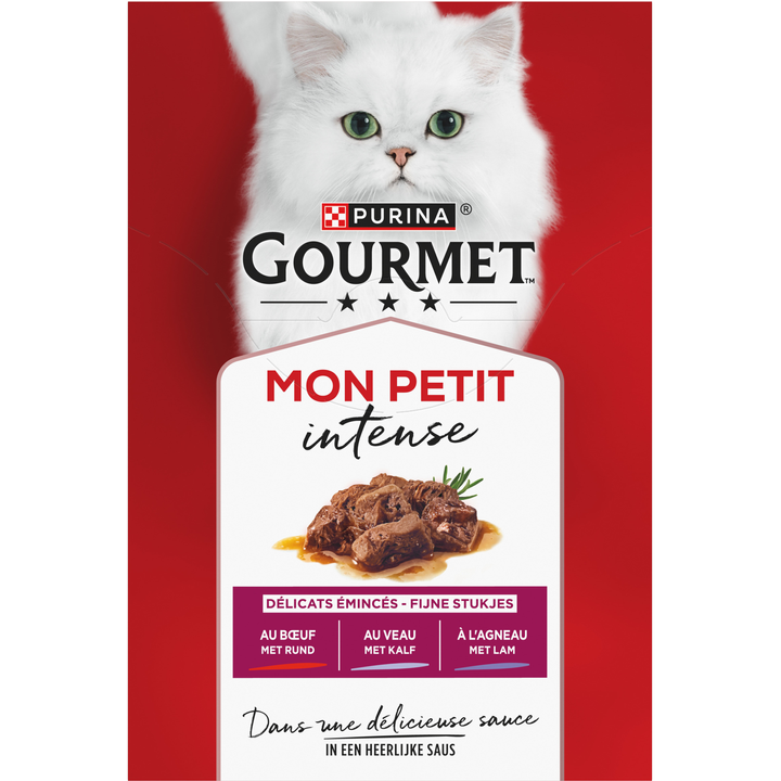Mon Petit Intense Kattenvoer nat met Rund, Kalf en Lam