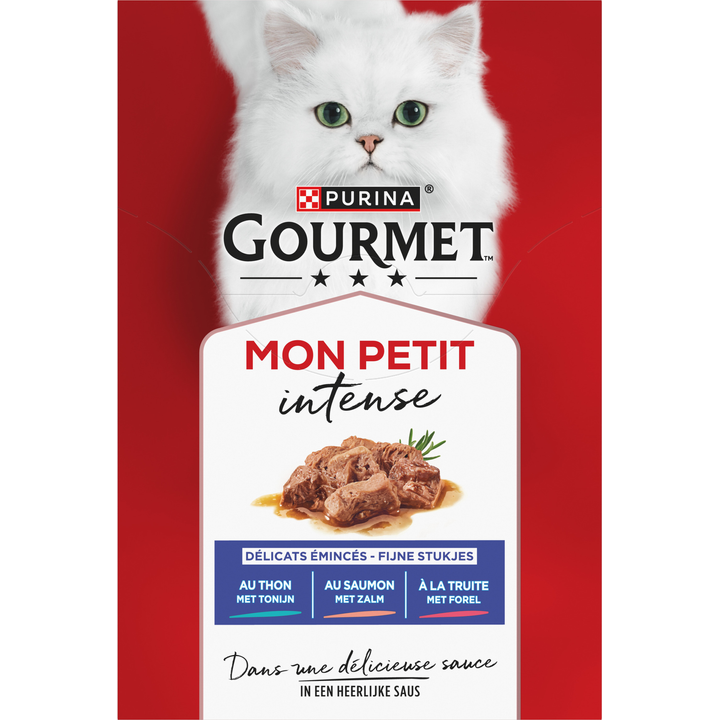 Gourmet Mon Petit Intense Kattenvoer Nat met Tonijn, Zalm en Forel 6 Stuks