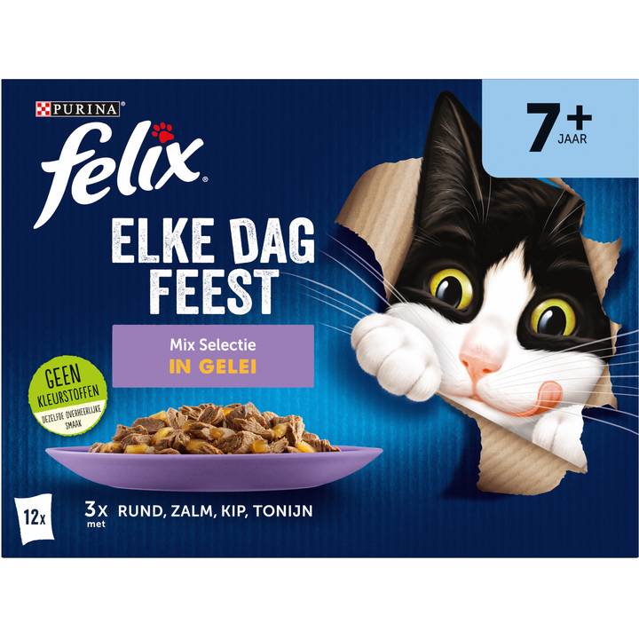 FELIX® Elke Dag Feest Senior Mix Selectie in Gelei Kattenvoer 12x85g