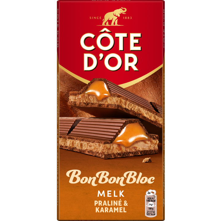 Côte d'Or BonBonBloc Chocoladereep Melk Praliné & Karamel 200g