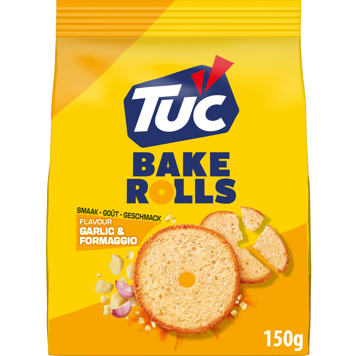 LU TUC TUC Bake Rolls Crackers Garlic & Formaggio 150 g
