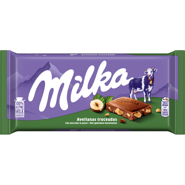 Milka Reep Gebroken Noot 90g