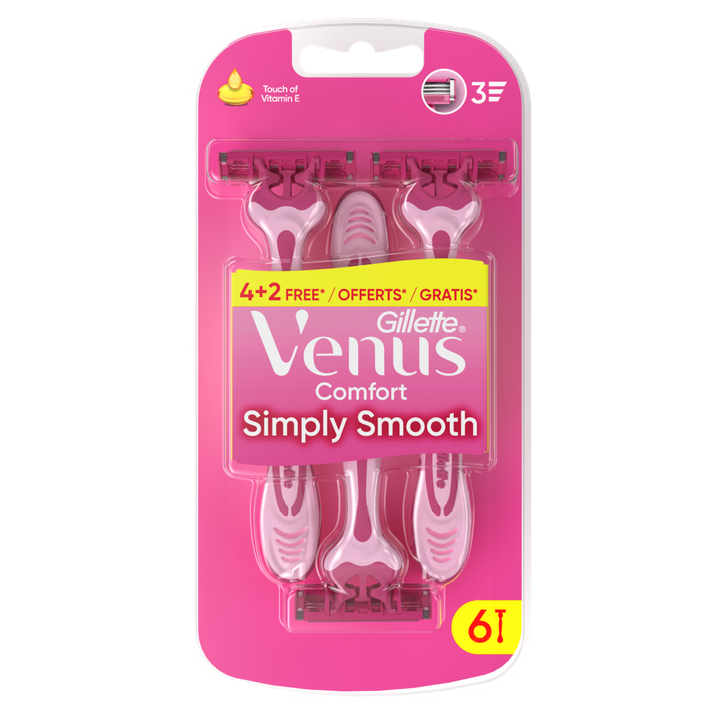 Gillette Venus Comfort Smooth Scheermessen, Pak Van 6