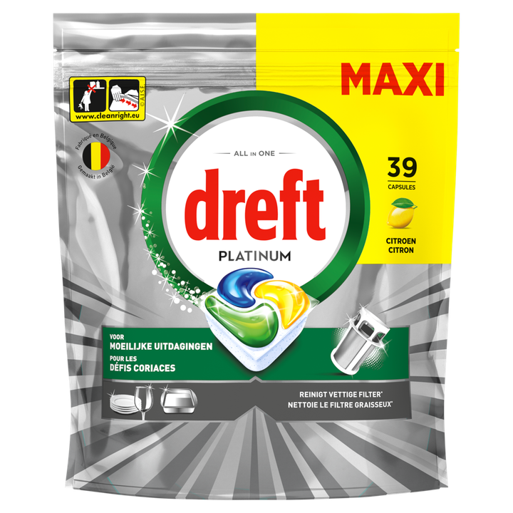 Dreft Platinum Citroen Vaatwascapsules 39 X