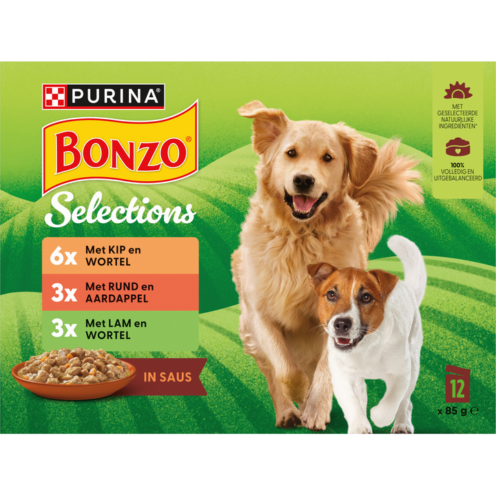 BONZO Pouch in Saus Lam en wortels 12x85g