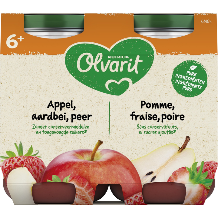 Olvarit 6+ Maanden Appel Aardbei Peer 200g
