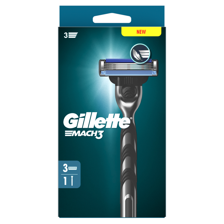 Gillette Mach3 Base  1 Handvat + 3 Navulmesjes Voor Mannen