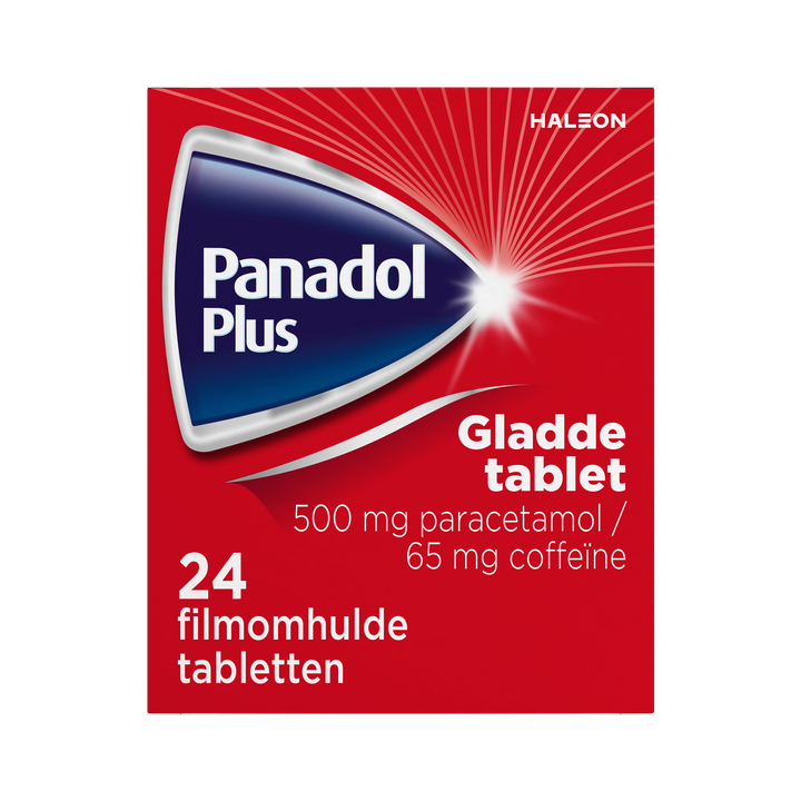Panadol Plus gladde, pijnstillende tabletten 500 mg/ 65 mg, 24 stuks