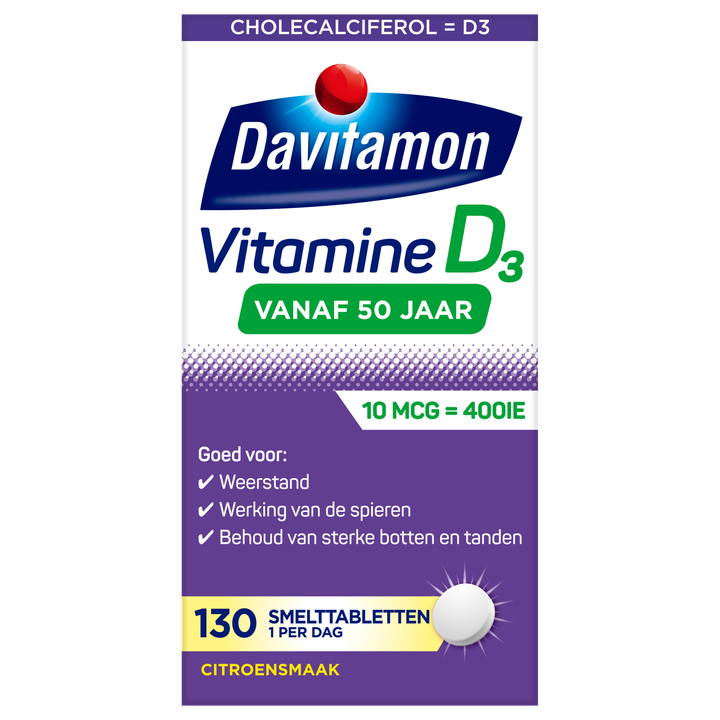 Davitamon Vitamine D smelttabletten 50+, 130 stuks