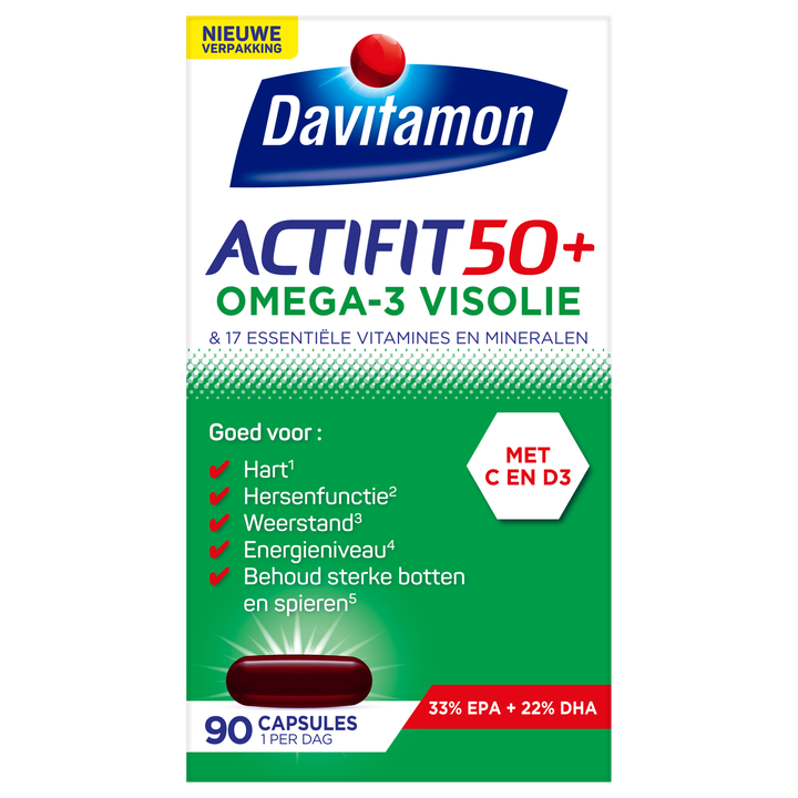 Davitamon Actifit 50+ Omega-3 visolie capsules, 90 stuks