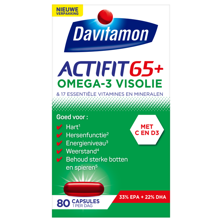 Davitamon Actifit 65+ Omega-3 visolie capsules, 80 stuks