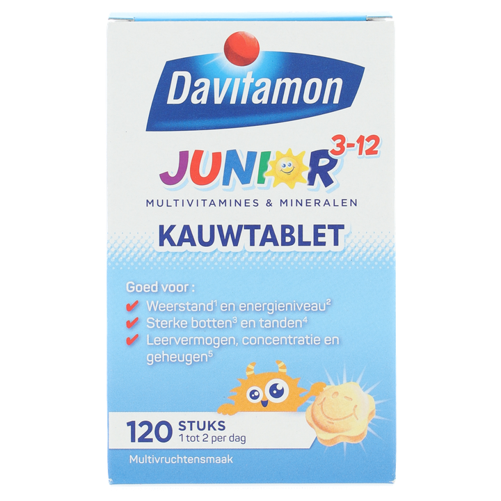 Davitamon Voedingssupplement Junior Multifruit Kauwtabletten 120 Stuks