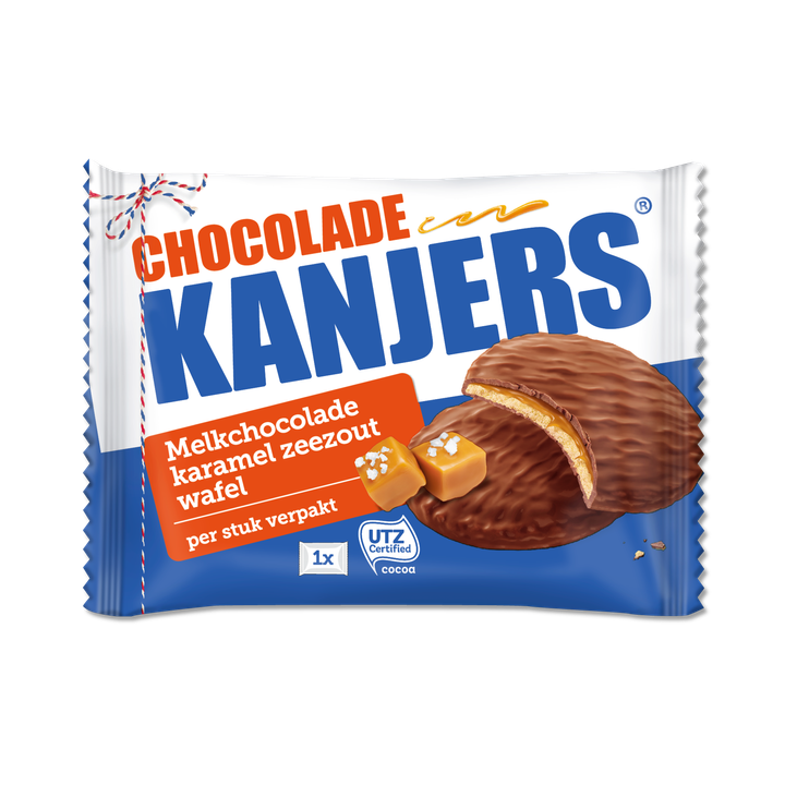 Kanjers Melkchocolade Karamel Zeezout Wafels 4 Stuks 180 g