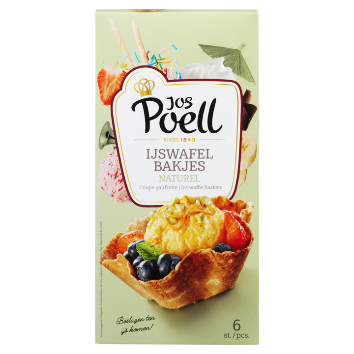 Jos Poell IJswafel Bakjes Naturel 6 Stuks 78 g