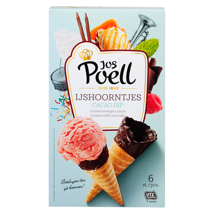 Jos Poell IJshoorntjes Cacao Dip 6 Stuks 126 g