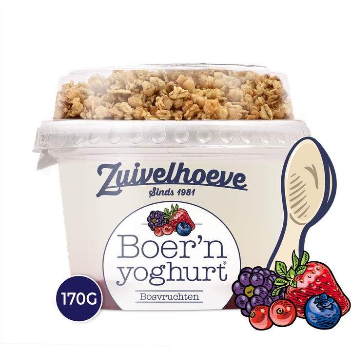 Zuivelhoeve Boer'n yoghurt® Bosvruchten & Muesli 170 g