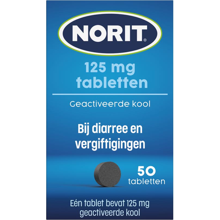 Norit Tabletten diarreeremmers 125 mg, 50 stuks