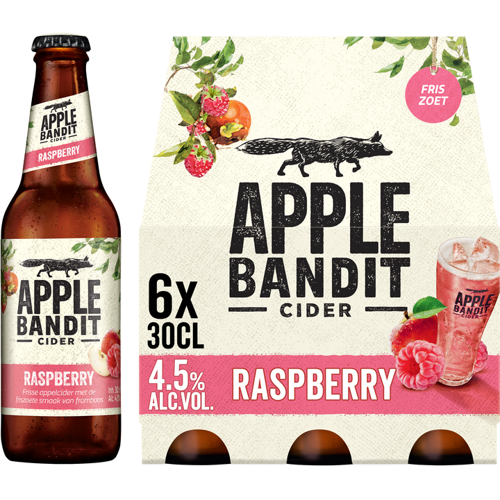 Apple Bandit Raspberry Cider Fles 6 x 300ml
