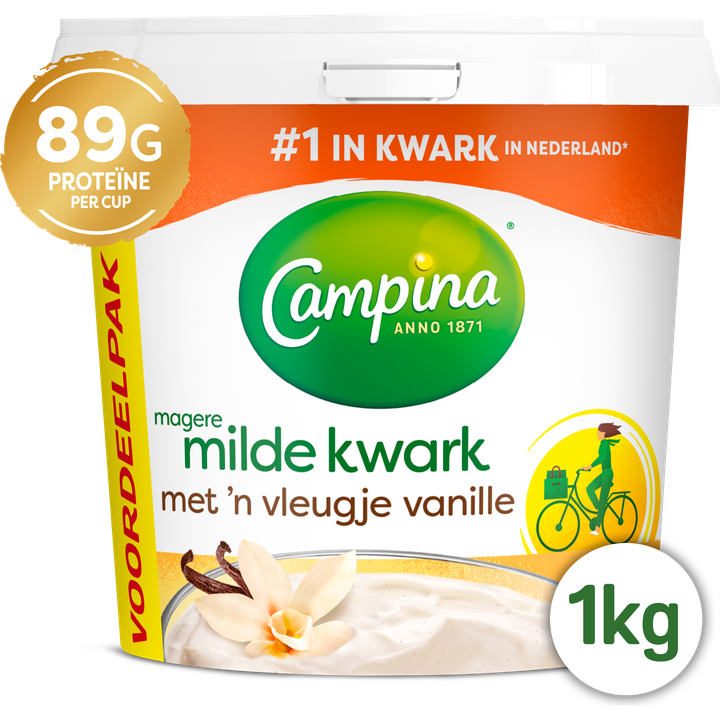 Campina Magere Milde Kwark met 'n Vleugje Vanille Voordeelpak 1 kg