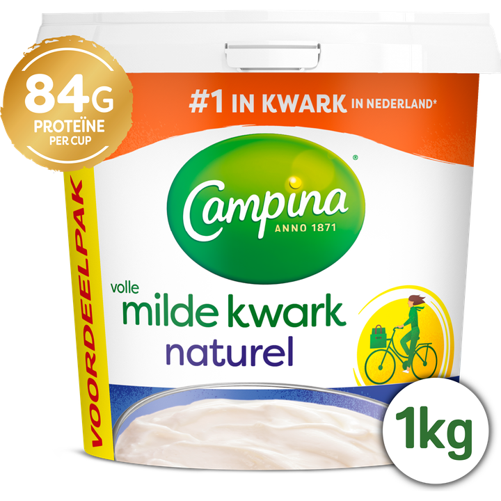 Campina Volle Milde Kwark Naturel Voordeelpak 1 kg