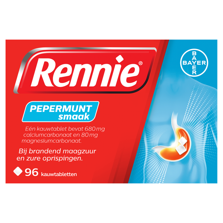 Rennie Pepermunt Smaak 96 Kauwtabletten