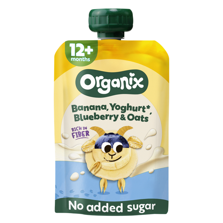 Organix Knijpfruit Banaan, Yoghurt, Blauwe Bes & Haver