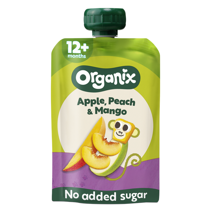 Organix Knijpfruit Appel, Perzik & Mango 12+m