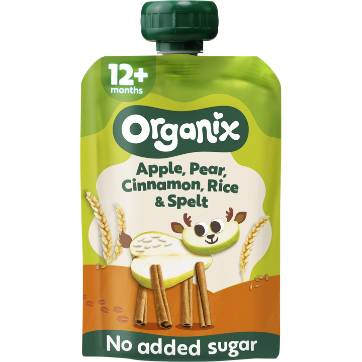 Organix Fruitpuree  Apple, Pear, Cinnamon, Rice & Spelt 12 Maanden 100 g