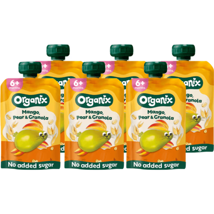 6 x Organix Knijpfruit Mango, peer & granola 6mnd