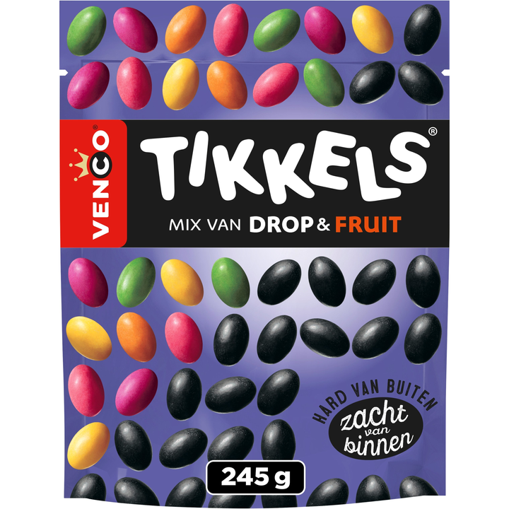 Venco Tikkels Mix van Drop & Fruit snoep 245 g