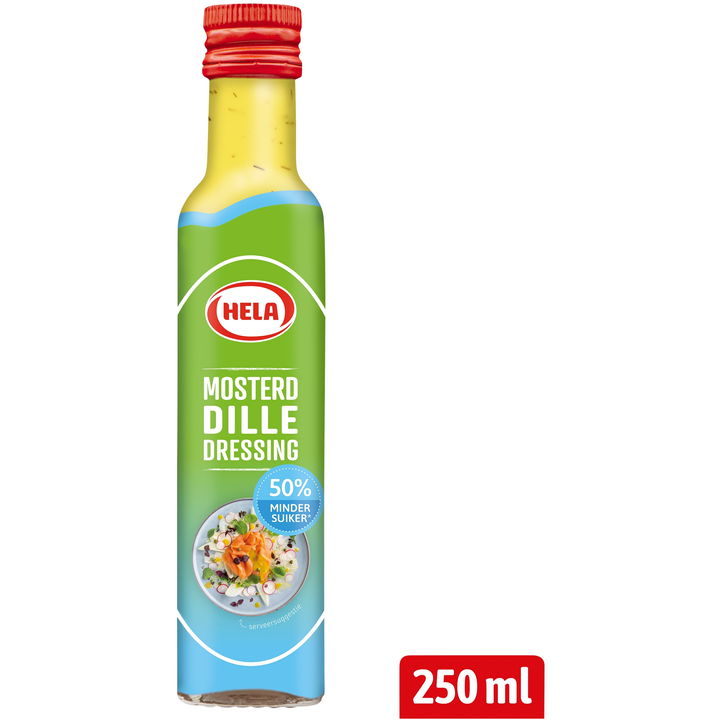 Hela Mosterd-Dille Dressing 50% Minder Suiker 250 ml