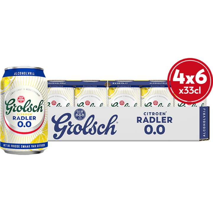 Grolsch - Citroen Radler - 0.0% Alcoholvrij - Blik - 4 x  6 x 330ML