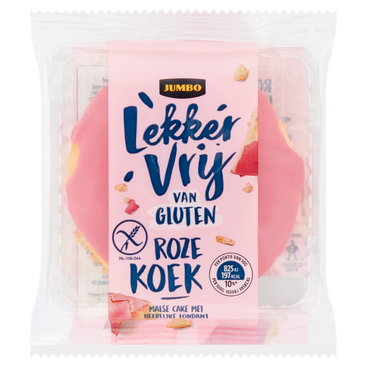 Gluten Free Bakery Holland Jumbo Lèkkér Vrij van Gluten Roze Koek 50 g