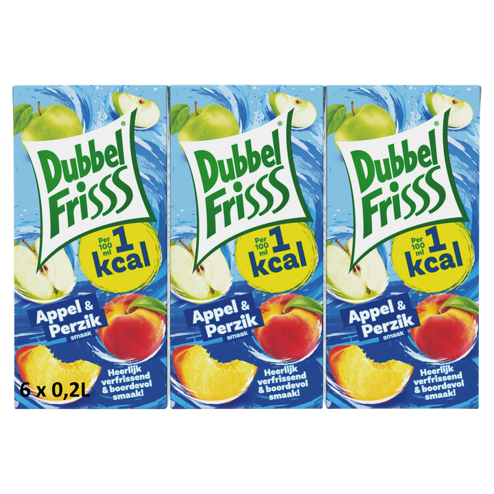DubbelFrisss 1Kcal Appel - Perzik 6-pack 0,2L