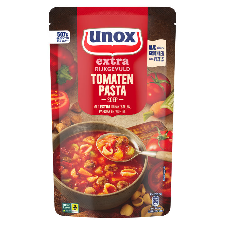 Unox Extra Rijkgevuld Soep In Zak Tomaten Pasta 570 ml