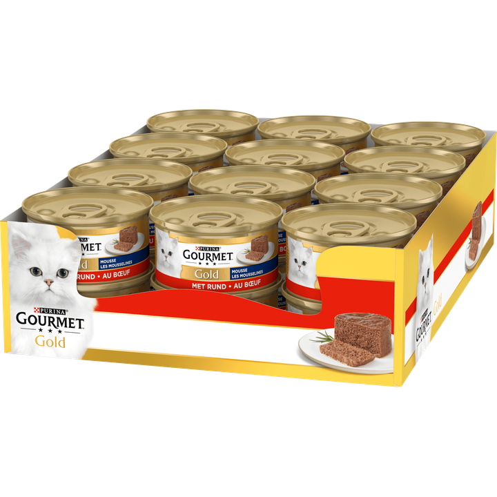 Gourmet Gold Mousse Kattenvoer nat met Rund 24 x 85g