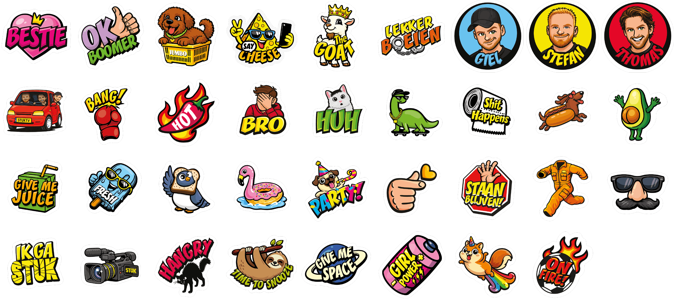 Overzicht van alle stickers