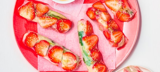 Springrolls met aardbei