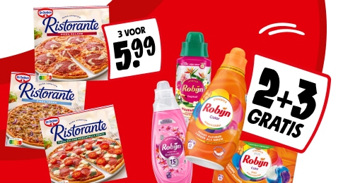 Het is prijzenstorm: aanbiedingen die zo de winkel uitvliegen. Zoals Dr. Oetker Ristorante pizza en Robijn. Bekijk hier alle aanbiedingen.