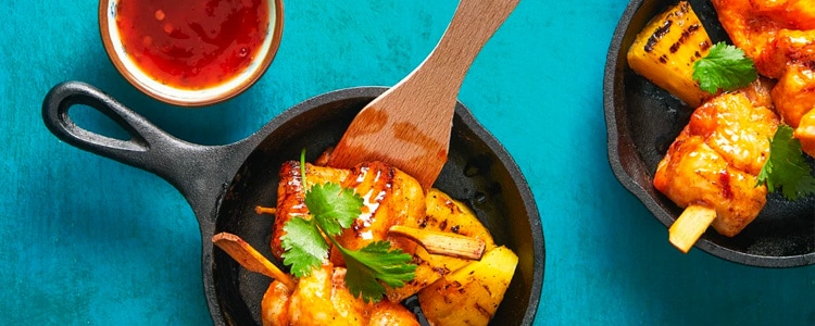 Fruitig pangaspiesje met chilisaus